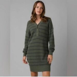 Prana Milani Henley Dress Kale Stripe NWT
